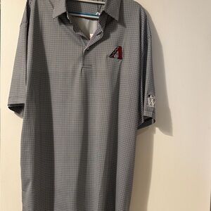 Men's Gray Micro-Check Polo Shirt with Logo